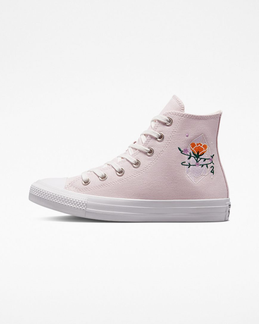 Tenisi Inalti Dama Converse Chuck Taylor All Star Embroidered Crystals Roz Albi | RO TPLEU652